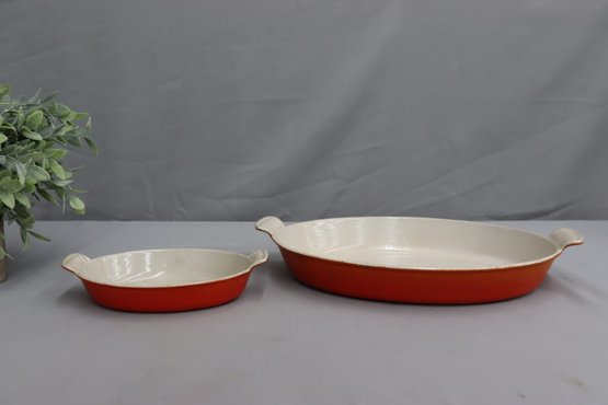 Pair Of Le Creuset Heritage Oval Bakeware #36 And #20