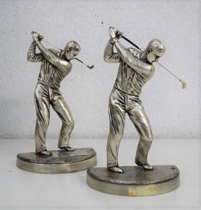 Two Metal Golfing Golfer Figurines