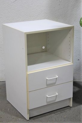 White MDF Two Drawer Nightstand
