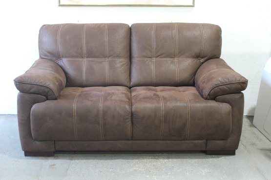 Luxurious Brown Leather Two-Seater Sofa