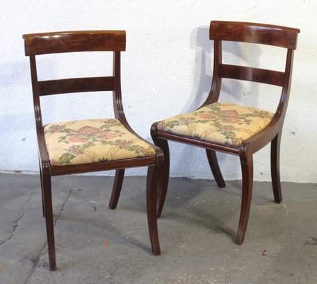 Pair Of Elegant New York Mahogany Klismos Slip Seat Side Chairs