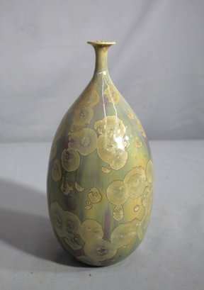 Green Crystalline Pottery Bottle Vase