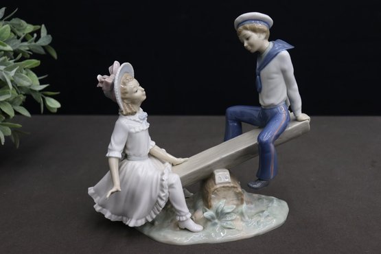 Lladro Seesaw Sailor Boy And A Girl Porcelain Figurine