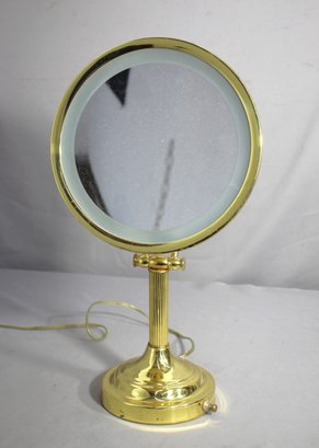 Vintage Nova Brass Magnifying Makeup Mirror With Light