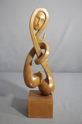 Hand-Carved Abstract Wooden Sculpture