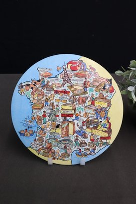 Vintage Annecy Ornamine Plastic Cheese Board Tray With Cheeses Of France Map