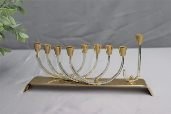 Vintage Chanukah Menorah 24K Gold Silver Plate Karshi Original Judaica