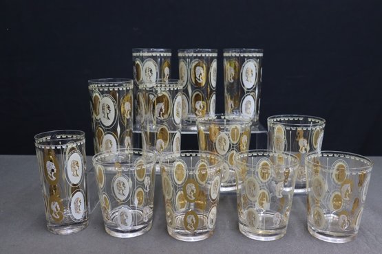 12 Highball Glasses Royal Mistresses Lady Hamilton Madame Du Barry Barware