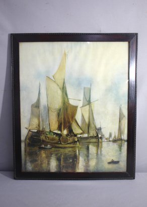 Sailor's Serenity: Antique Maritime Oil Painting