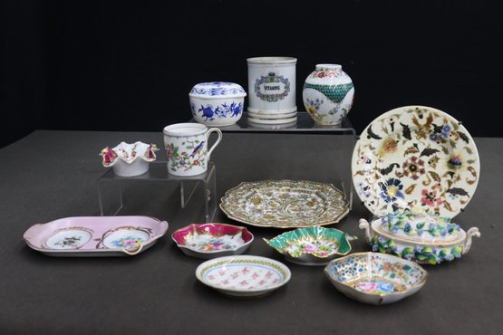 Group Lot Of Mixed Floral Decorated Ceramic Small Tableware And Objects