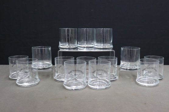 Group Lot Of 14 Double Old Fashion Glasses With Inscription - Ship 'wavertree' 1885