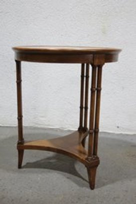 Barley Furniture Round Stand Walnut Faux Bamboo Tea Table