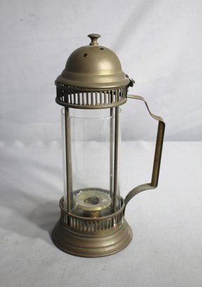 Antique Nightingale Brass Candlestick Lamp With Glass Cylinder