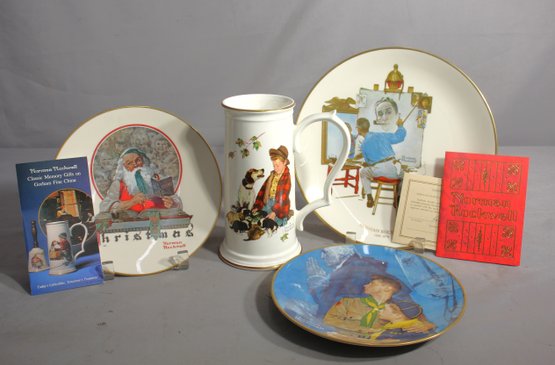 Norman Rockwell Collector's Edition Decorative Plates And Mug Set