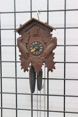 German Black Forest Cuckoo Clock Two Birds With Black Face