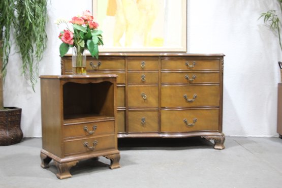 French Provincial Bow Front Dresser And One Matching Bedside Table