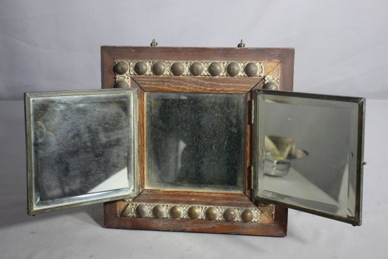 Vintage Triptych Art Frame With Mirrored Panels