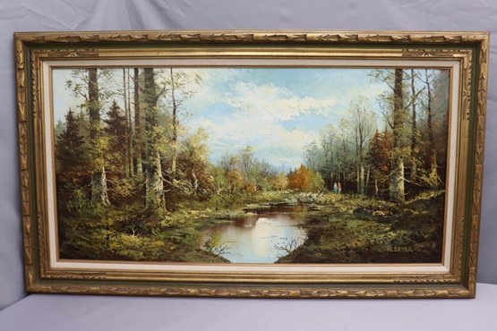 Vintage Oil On Canvas, Signed W. Bayer, Framed