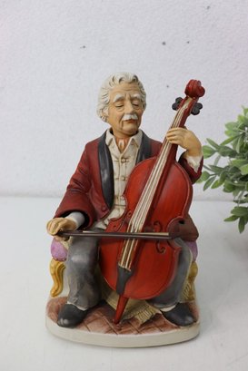 Melody In Motion The Cellist Musician Playing A Bass Violin Figurine Music Box