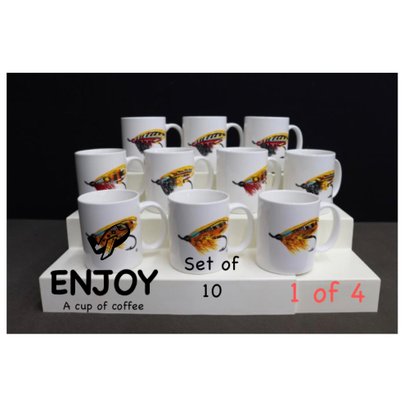 1 Of 4: Set Of 10 Fly Fishing  Tied Fly Mugs, Winnie Staniford Designs, Inc.
