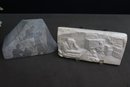 Two Folk Art Stone Carvings - 1 Double Sided Inuit Etching AND  1 Double Relief Signed/Dated