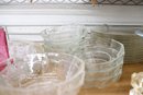 Shelf Lot Of Glass Tabletop Decorative Items - Bowls, Candlesticks, Cruets, And More