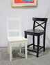 Group Lot Of 2 Wood Chairs: Ladder Back Dining Chair And X-Back Bar/Counter Chair