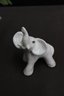 Trio Of  White Glazed Ceramic Trumpeting Elephant Figurines - S, M, L