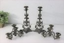 A Pair Of Fabulous Baroque Style Patinated Metal Convertible Candelabras - Single Candle Become Four Candle