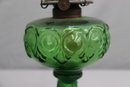 Vintage Green Glass Oil Lamp