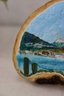 Vintage Tree Fungus Mushroom Art - Hand Painted Lake And Mountain Scene