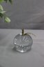 Vintage Crystal Group And Brass Detail Lot: Two Bullicante Apple Figurines & 1 Clear Grape Cluster