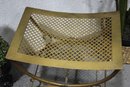 Gold-tone Wrought Iron And Rod Savonarola Style Stool With Metal Mesh Seat