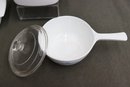 Group Lot Of Corning Ware Corn Flower Cookware - 4 Pieces, 3 With Clear Tops