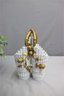 Aesthetic Movement Style Porcelain Bamboo Vase With Gold Accents