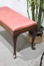 Vintage Piano Bench With Red Seat And Cabriole Legs