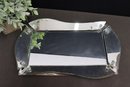 Group Lot Of Vintage Etched Glass Mirrored Tissue Box And Cut Glass Mirrored Tray