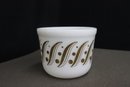 Pyrex Blue Dots Mixing Bowl AND MCM Milk Glass Ice Bucket/bowl Gold Scrolls And Dots