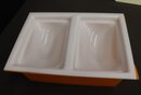 Group Of MCM Laminated Plastic Trays And Two Compartment Plastic Condiment Container With Clear Lids