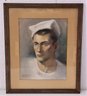 Vintage Framed Pastel Portrait Of Sailor, Signed And Dated LL