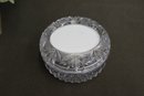 Group Lot Of Vintage Cut Glass Crystal Ashtrays & Covered Round Bowl