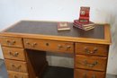 Vintage Leather Top Double Pedestal Desk