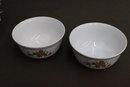 Two Flower Decorated Fluted Medium Mixing Bowls