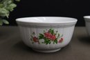 Two Flower Decorated Fluted Medium Mixing Bowls