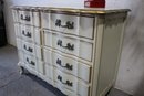 Vintage French Provincial Dresser With Scalloped Edge Top & Wavy Front