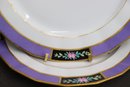 Group Lot Of 7 Tresseman & Vogt Limoges Purple Band Porcelain Plates For Ovington Bros NY