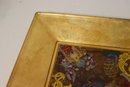 Polychrome Indo-Persian Style Painted Glass Plate With Gold Leaf Border