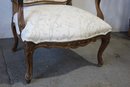 Vintage Floral Upholstered Louis XV Style Open Arm Chair
