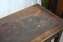 Vintage Craftsman Style Leather Top Console Table