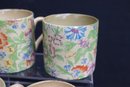 Group Lot Of Vintage Barneys New York Mille Fleur Stoneware Cups, Saucers, And Dessert Plates